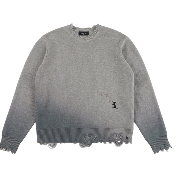 Dime Mu Gray Cat Scratch Distressed Knit Men’s L